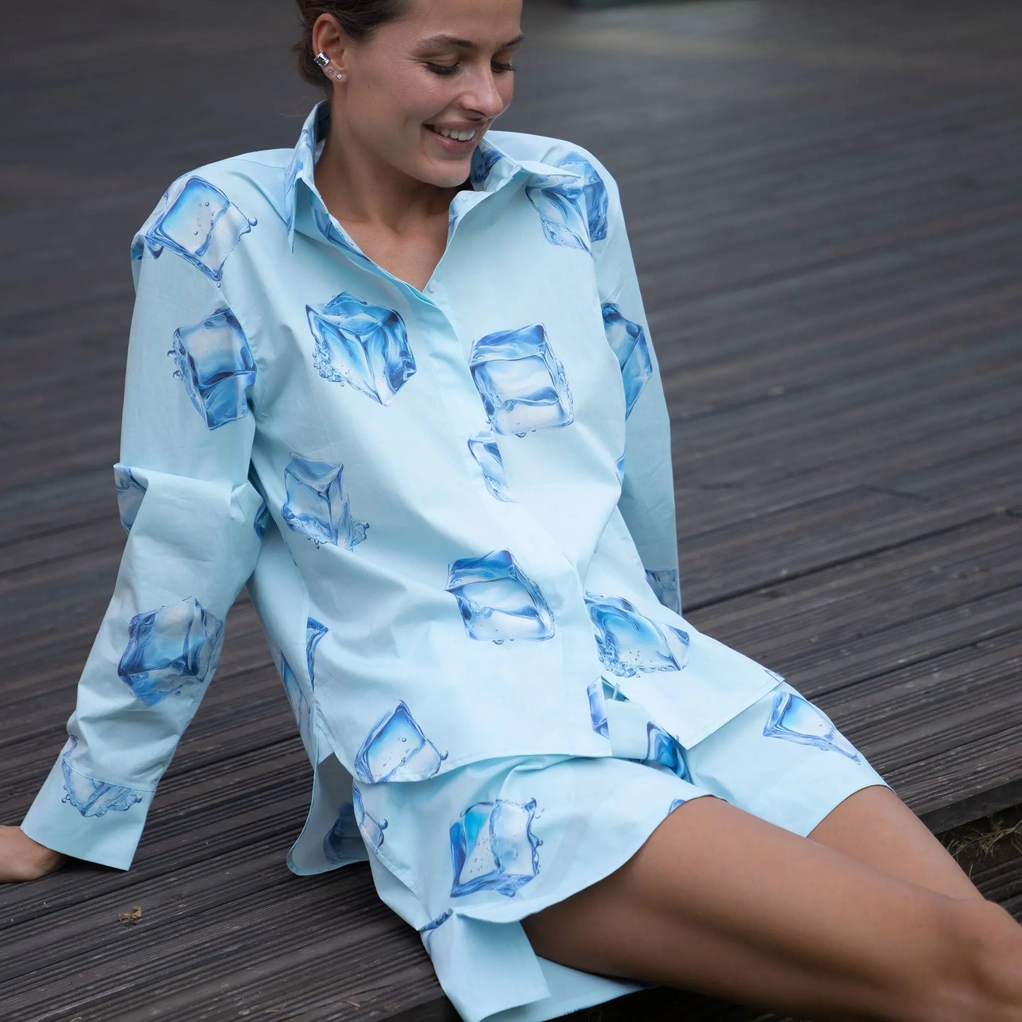 InStyle Cotton Poplin Shorts Ice Cubes NOKAYA