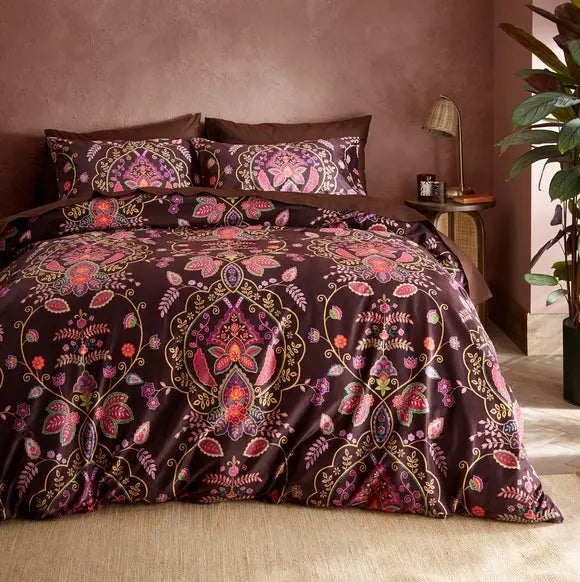 Indienne Paisley Brown Duvet Cover and Pillowcase Set Dunelm