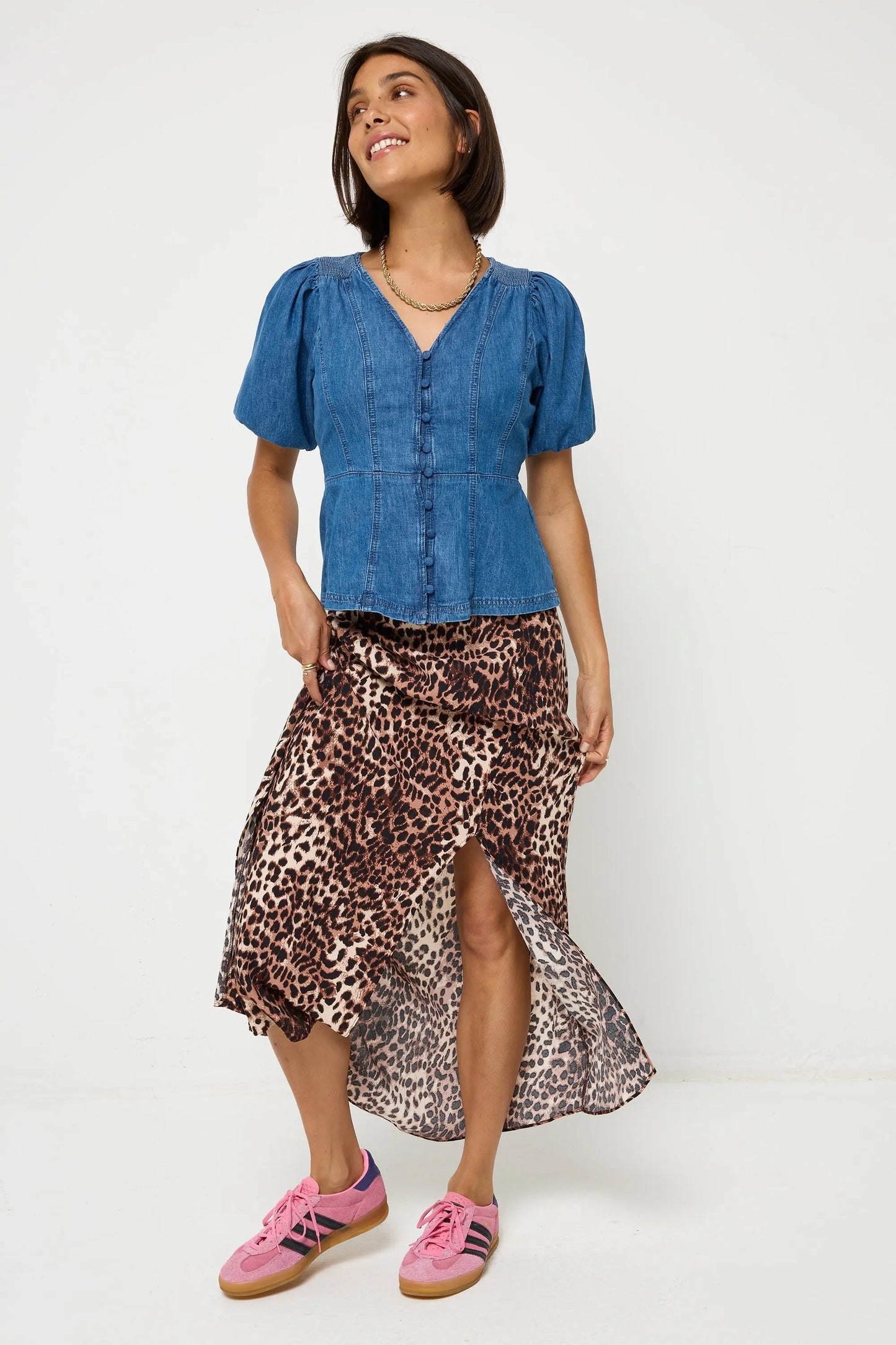 Indigo Button Through Denim Top Scamp & Dude