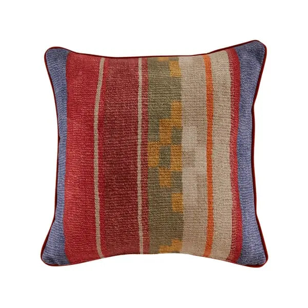 Indus Brick, Sustainable Feather, Cushion Linen Blend Ikat & Stripe Andrew Martin