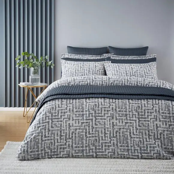 Indus Geo Jacquard 100% Cotton Duvet Cover and Pillowcase Set Dunelm