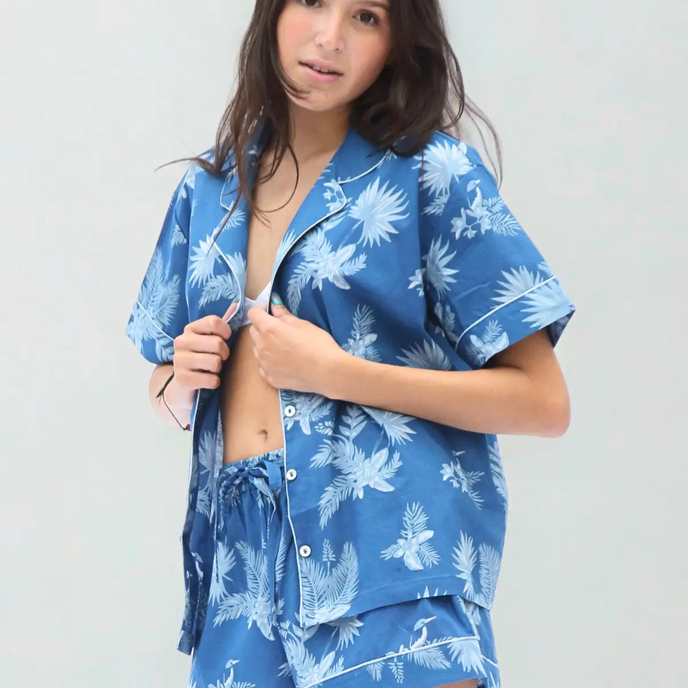 Ipanema Short Sleeve Set, Organic Cotton, Blue Print AMOKA DALO