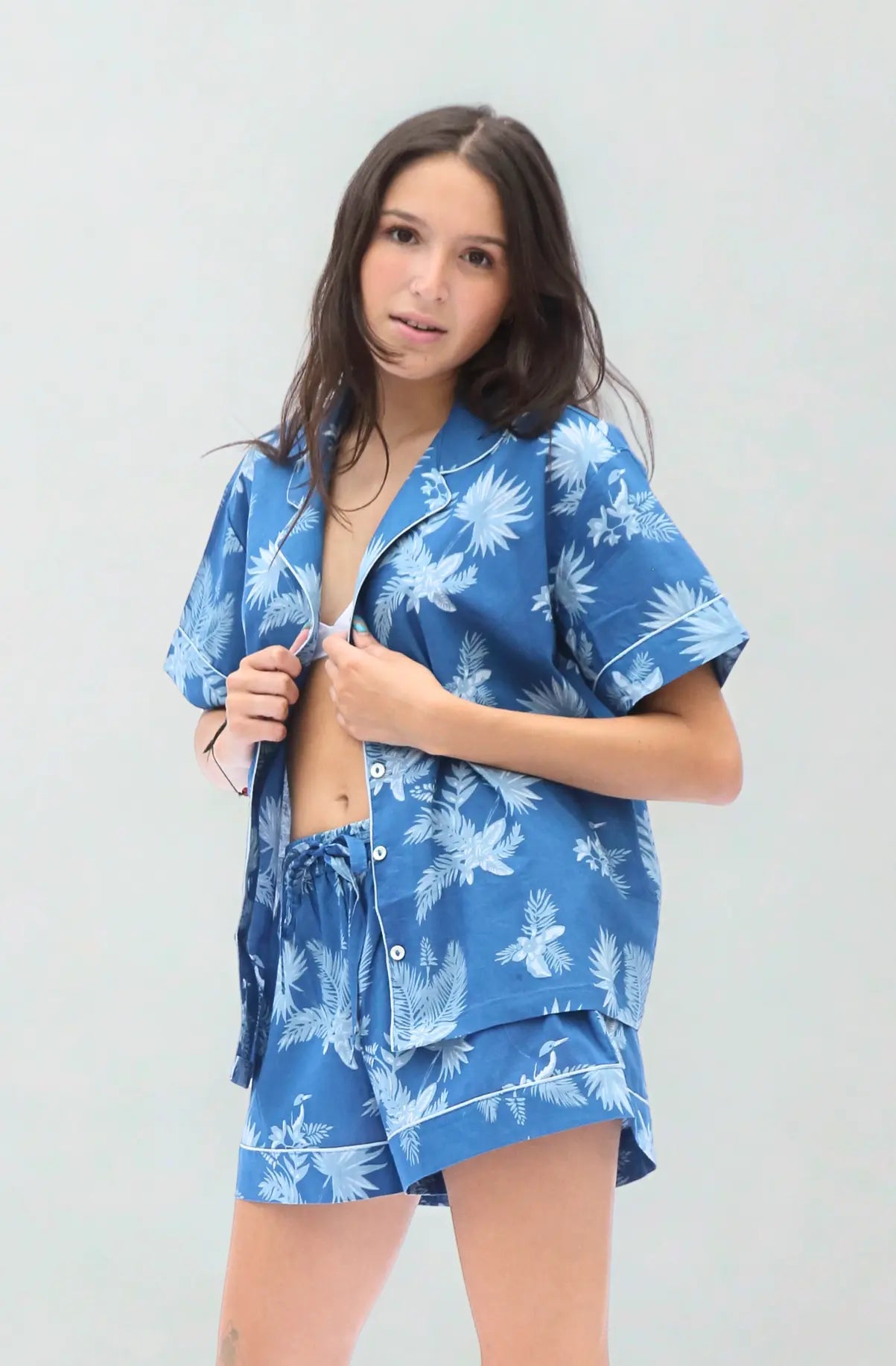Ipanema Short Sleeve Set, Organic Cotton, Blue Print AMOKA DALO