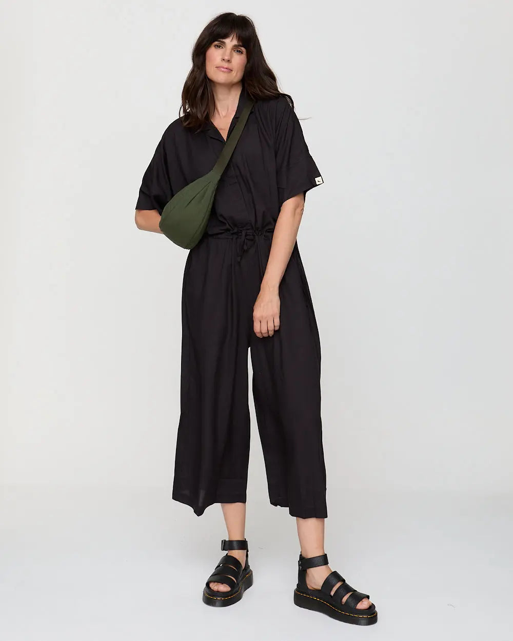 Iris Black Crop Jumpsuit Turtledove London
