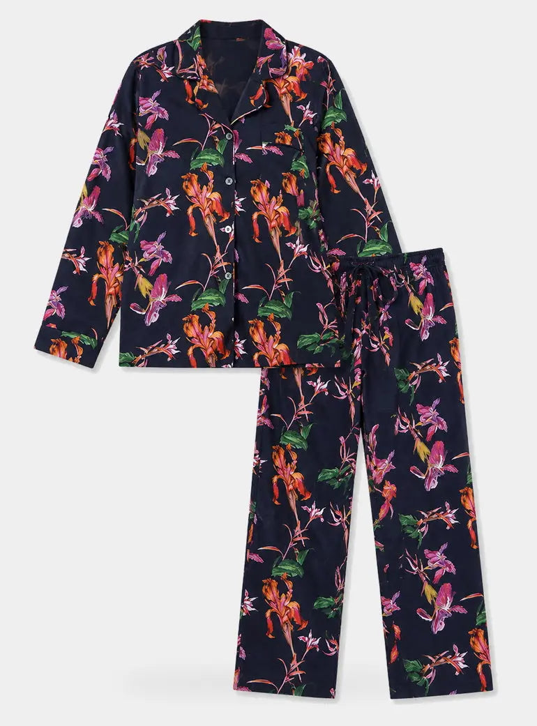 Iris Navy Women's Pyjama Trouser Set Woodstock Laundry