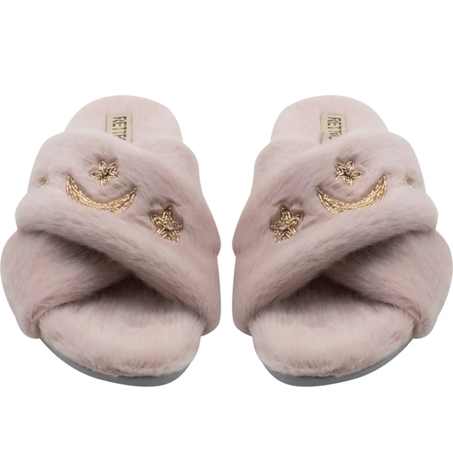 Isabel Dusky Pink Luxury Plush Diamanté Embellished Handmade Slipper Rettrose
