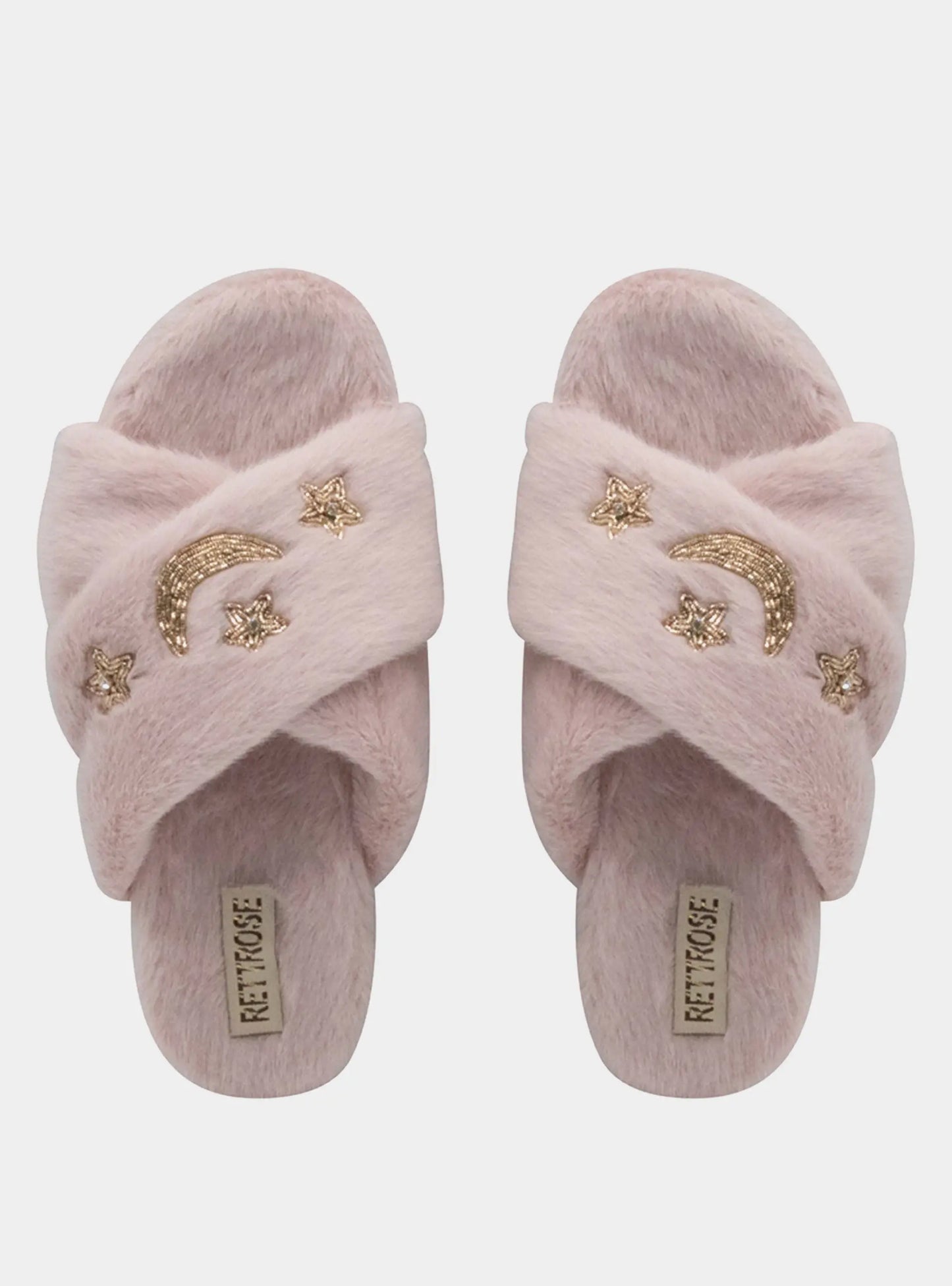 Isabel Dusky Pink Luxury Plush Diamanté Embellished Handmade Slipper Rettrose