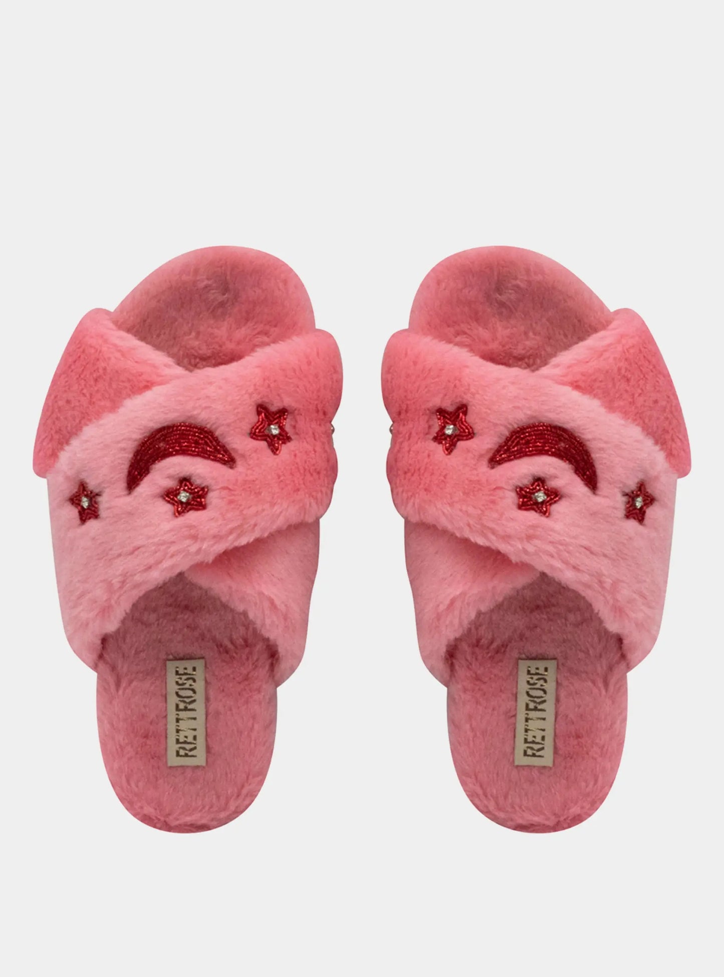 Isabel Pink Luxury Plush Diamanté Embellished Handmade Slipper Rettrose