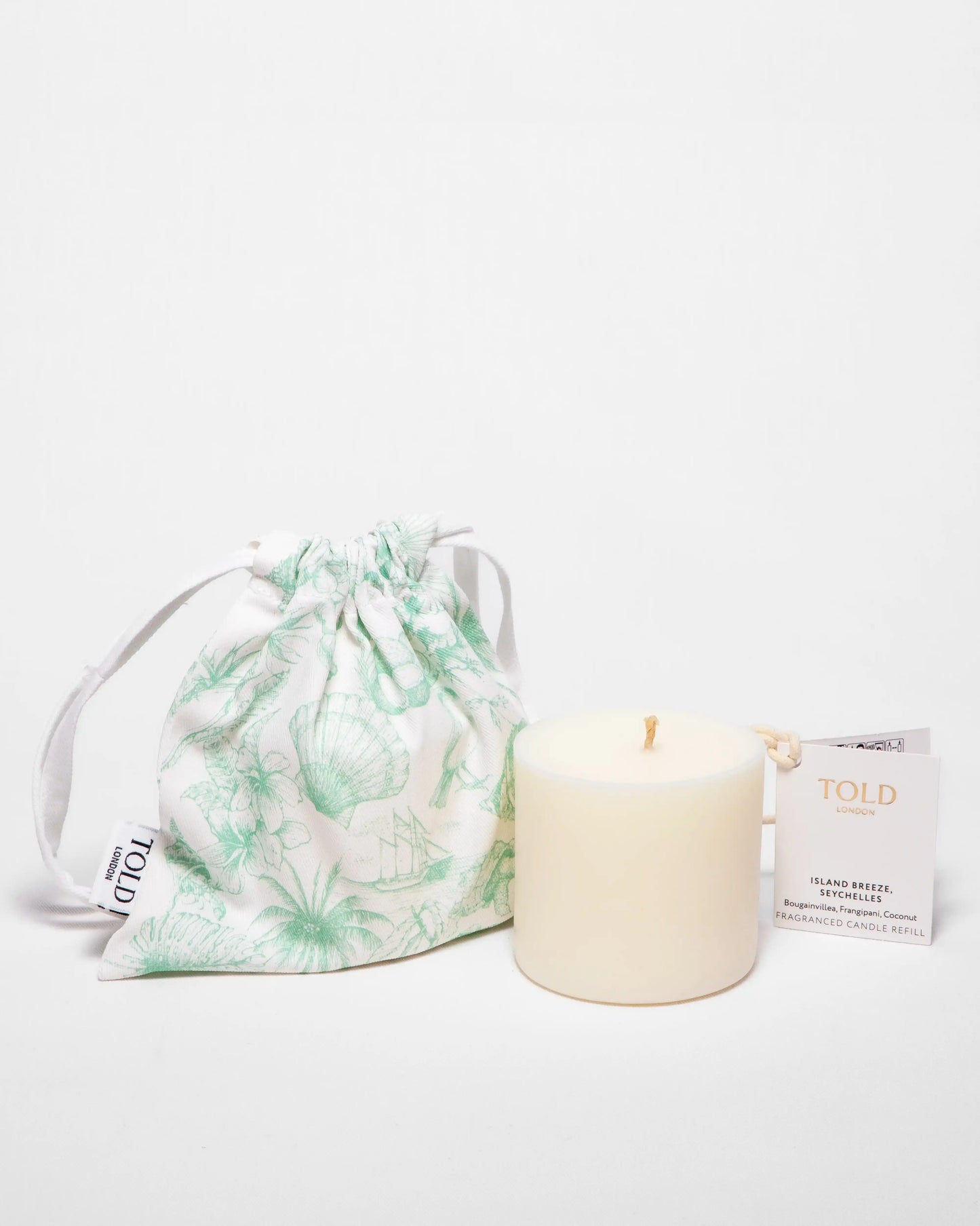 Island Breeze, Seychelles Candle Refill, 300g Told London