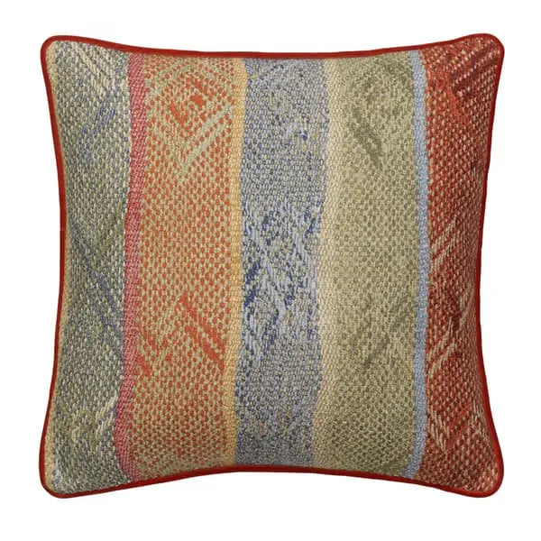 Isthmus Brick / Green, Sustainable Feather, Cushion, Brick Green Linen & Linen Blend & Viscose Blend Herringbone & Stripe Andrew Martin