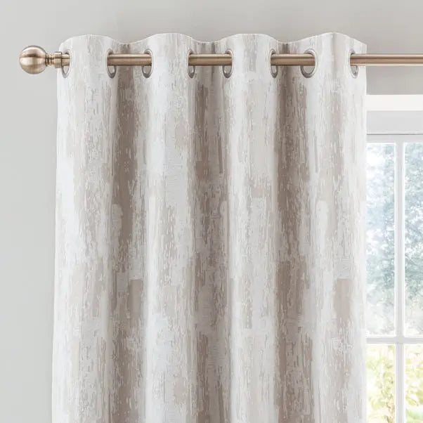 Ivory Abstract Global Eyelet Curtains Dunelm