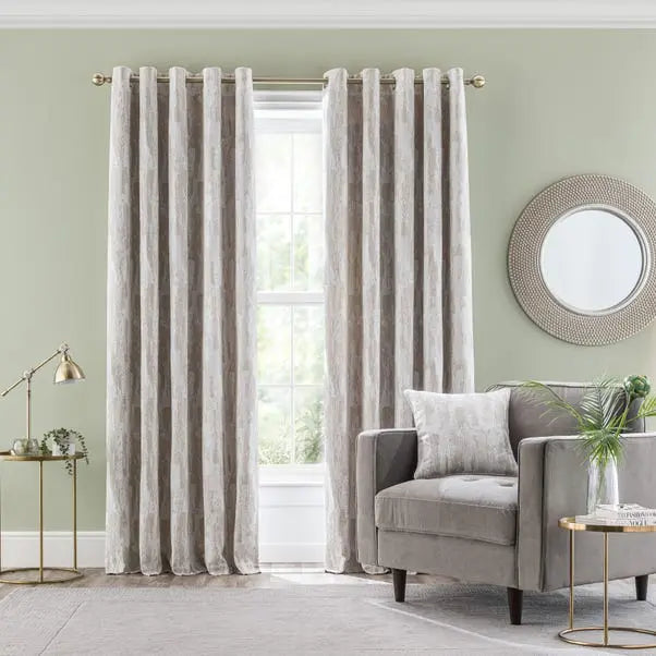 Ivory Abstract Global Eyelet Curtains Dunelm