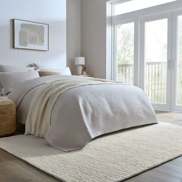 Ivory Austin Boucle Wool Rug Dunelm