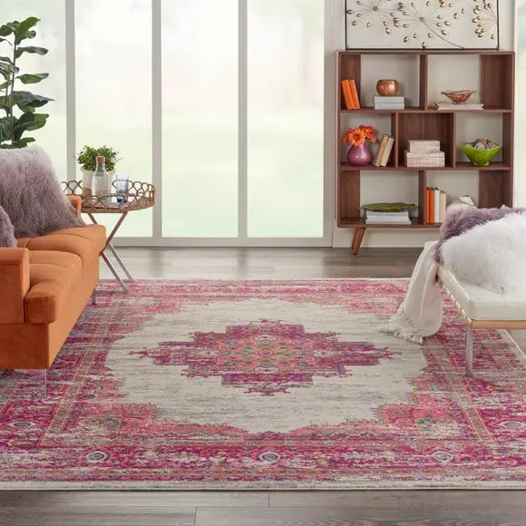 Ivory and Fuchsia Passion Rug Dunelm
