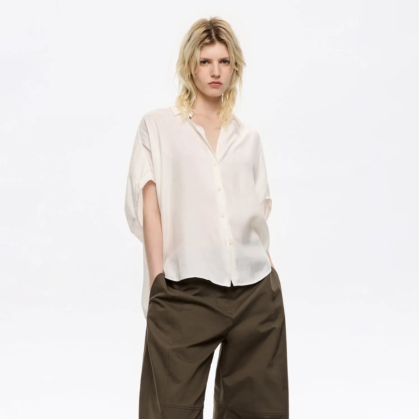 Ivory fluid cape shirt Bimba y Lola UK