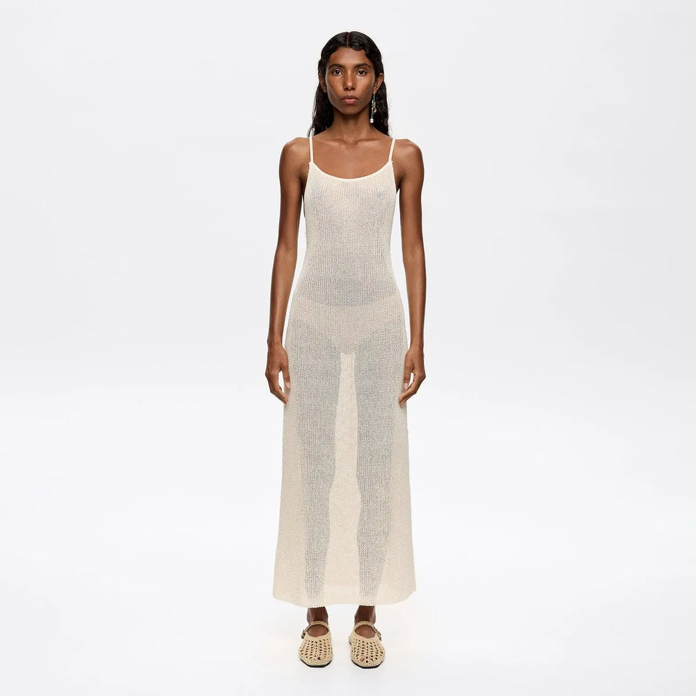 Ivory open back knit dress Bimba y Lola UK