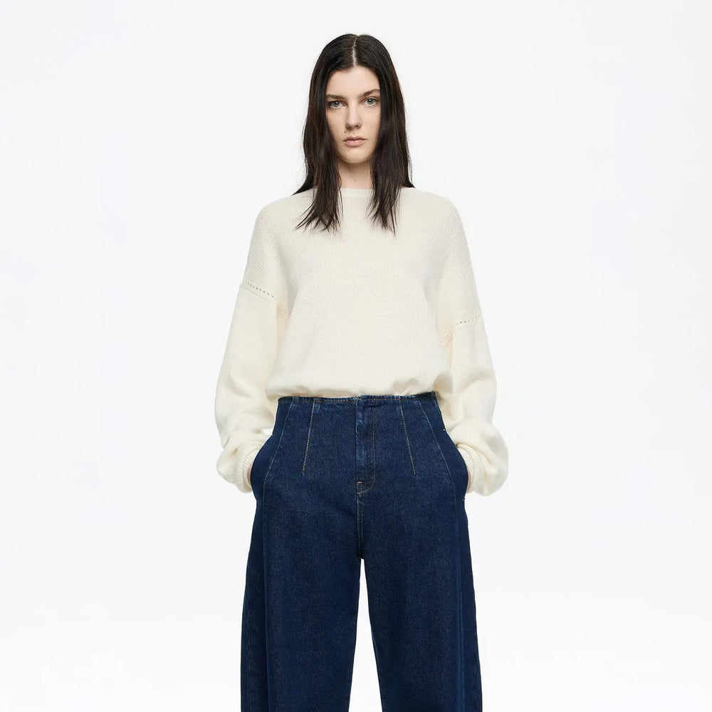 Ivory open-knit wool sweater Bimba y Lola UK