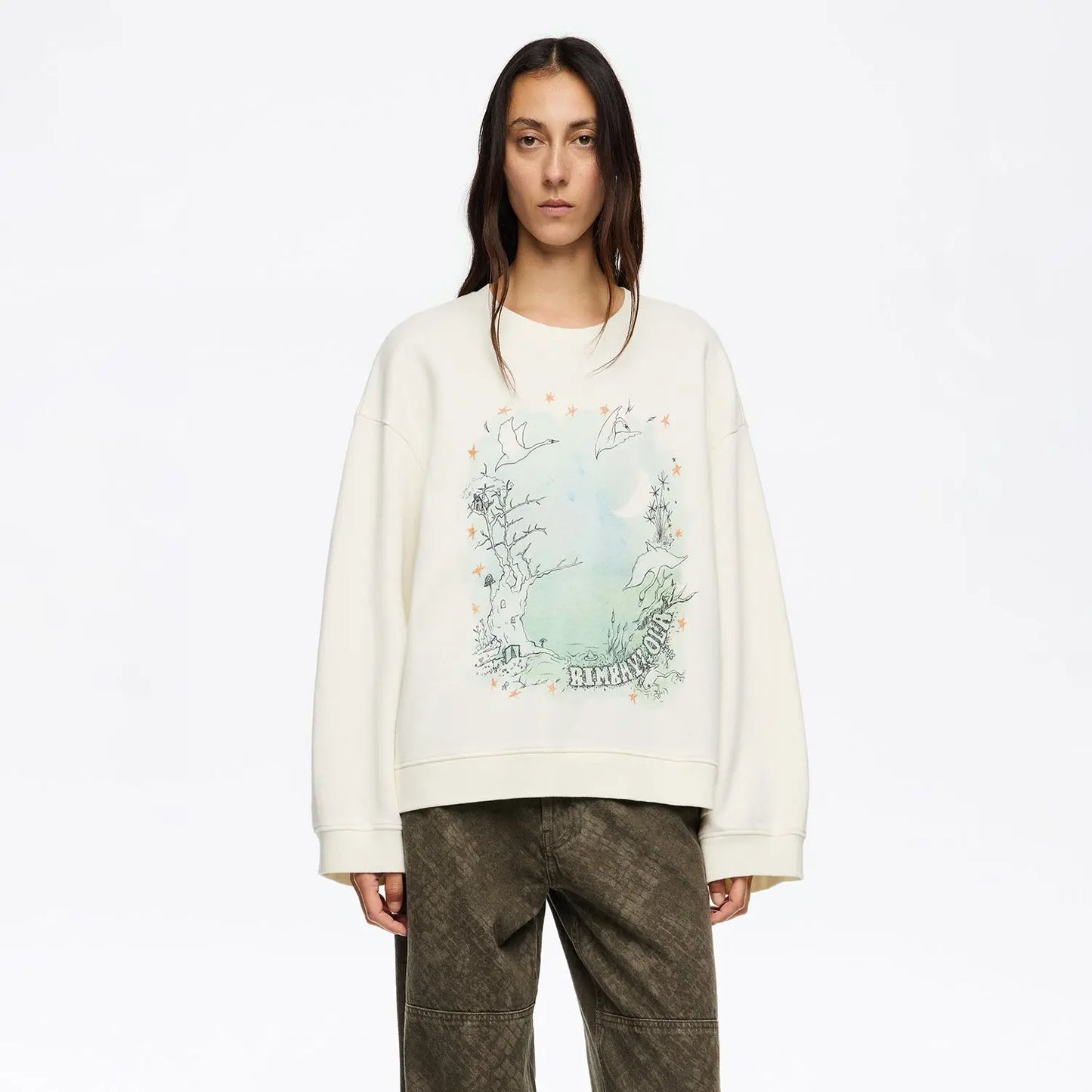 Ivory swans straight cut sweatshirt Bimba y Lola UK