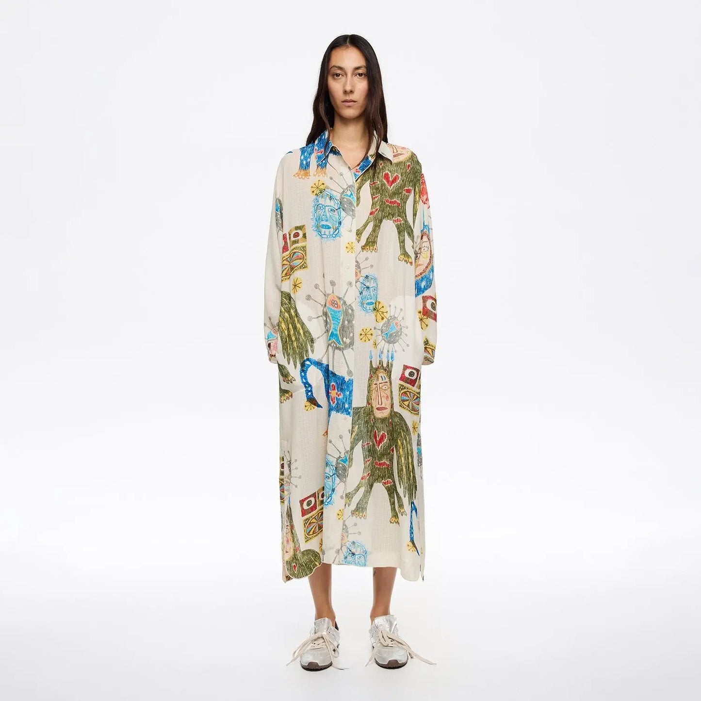 Ivory textured Big Mask straight cut dress Bimba y Lola UK