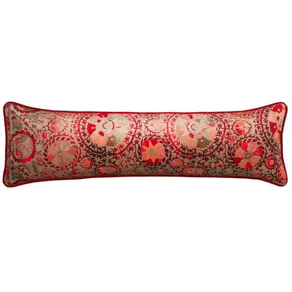 Iznik Red Draught Excluder, Wool, Cushion Wool & Feather Filling & Velvet Floral Andrew Martin