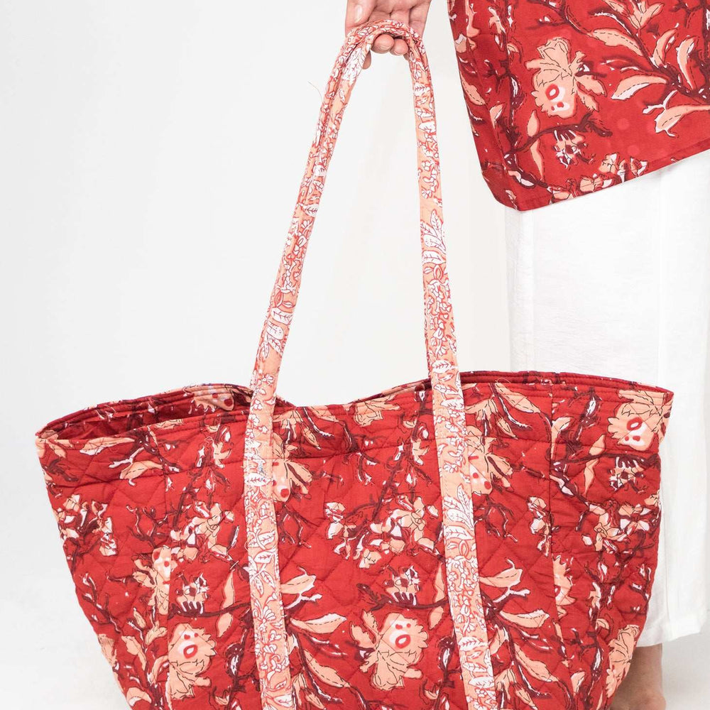 Red Rubra Cotton Tote Bag inara