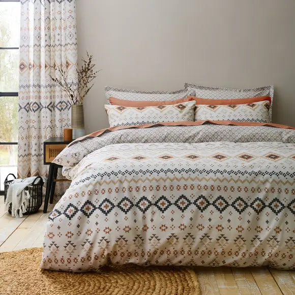 Jabari Aztec 144 Thread Count Reversible Duvet Cover & Pillowcase Set Dunelm