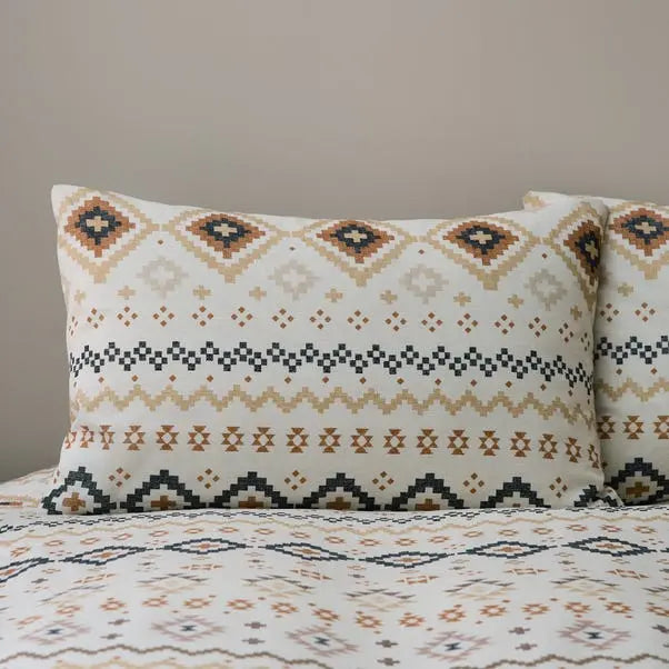 Jabari Aztec 144 Thread Count Reversible Duvet Cover & Pillowcase Set Dunelm