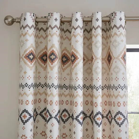 Jabari Aztec Blackout Eyelet Curtains Dunelm