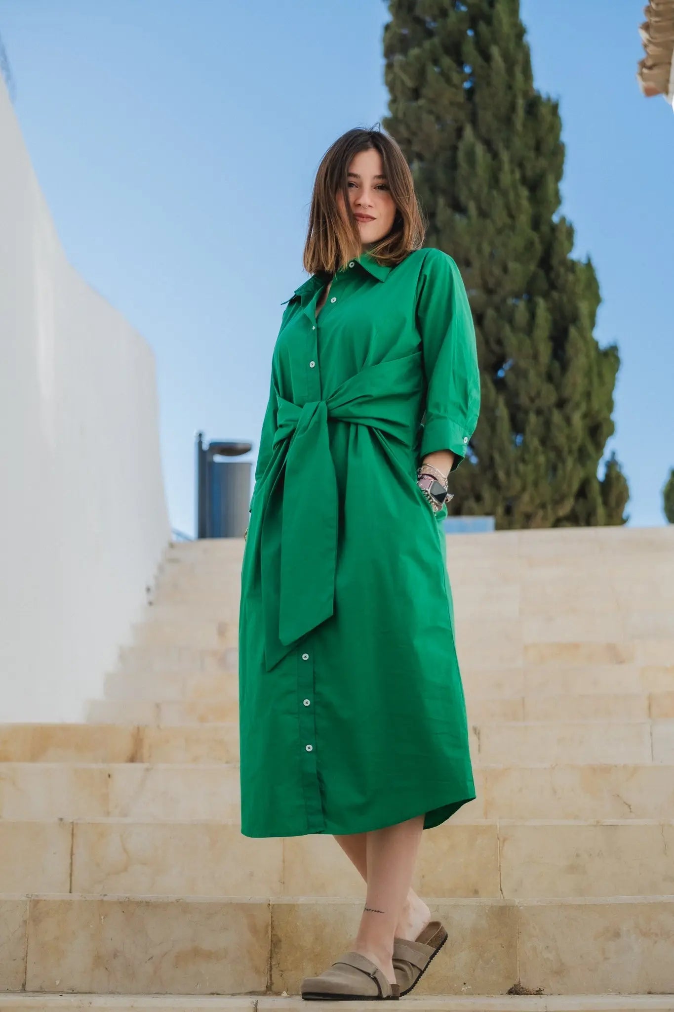 Jade Front Knot Dress Naree Clothing