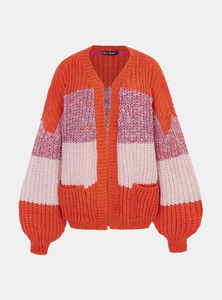 Janie Oversized Chunky Stripe Cardigan - Orange Cara & The Sky