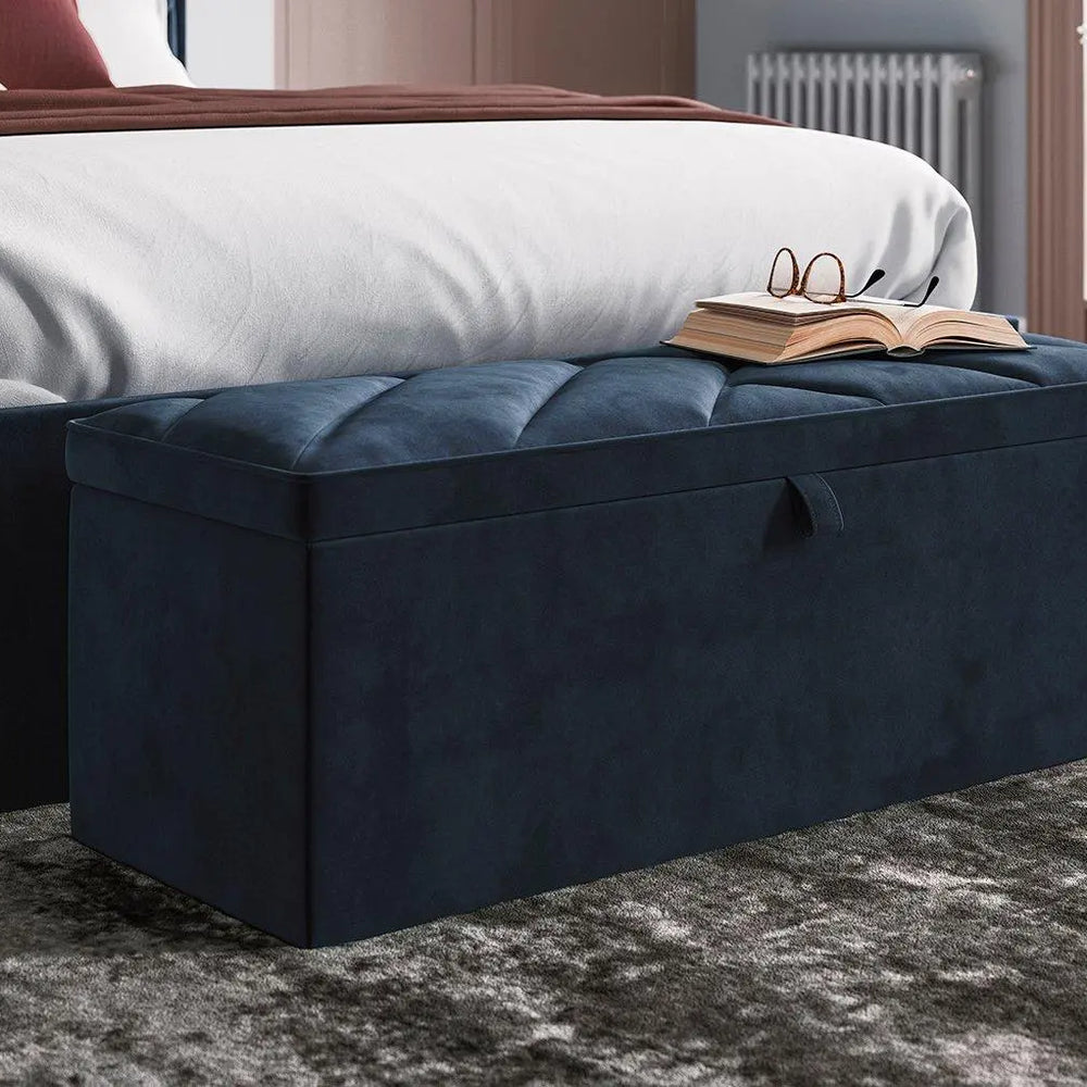 Jay Velvet-Finish Blanket Box - Blue Dreams