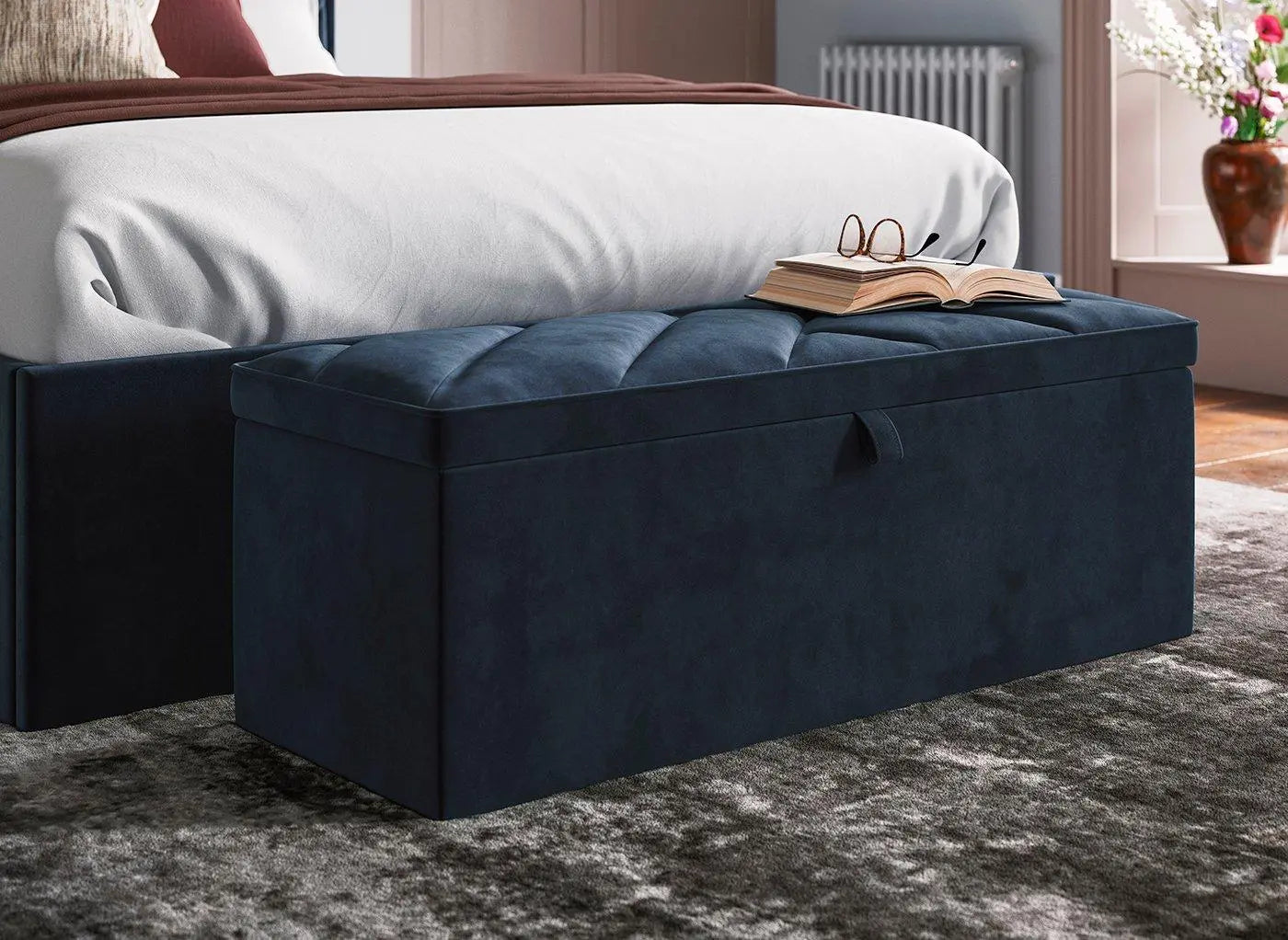 Jay Velvet-Finish Blanket Box - Blue Dreams
