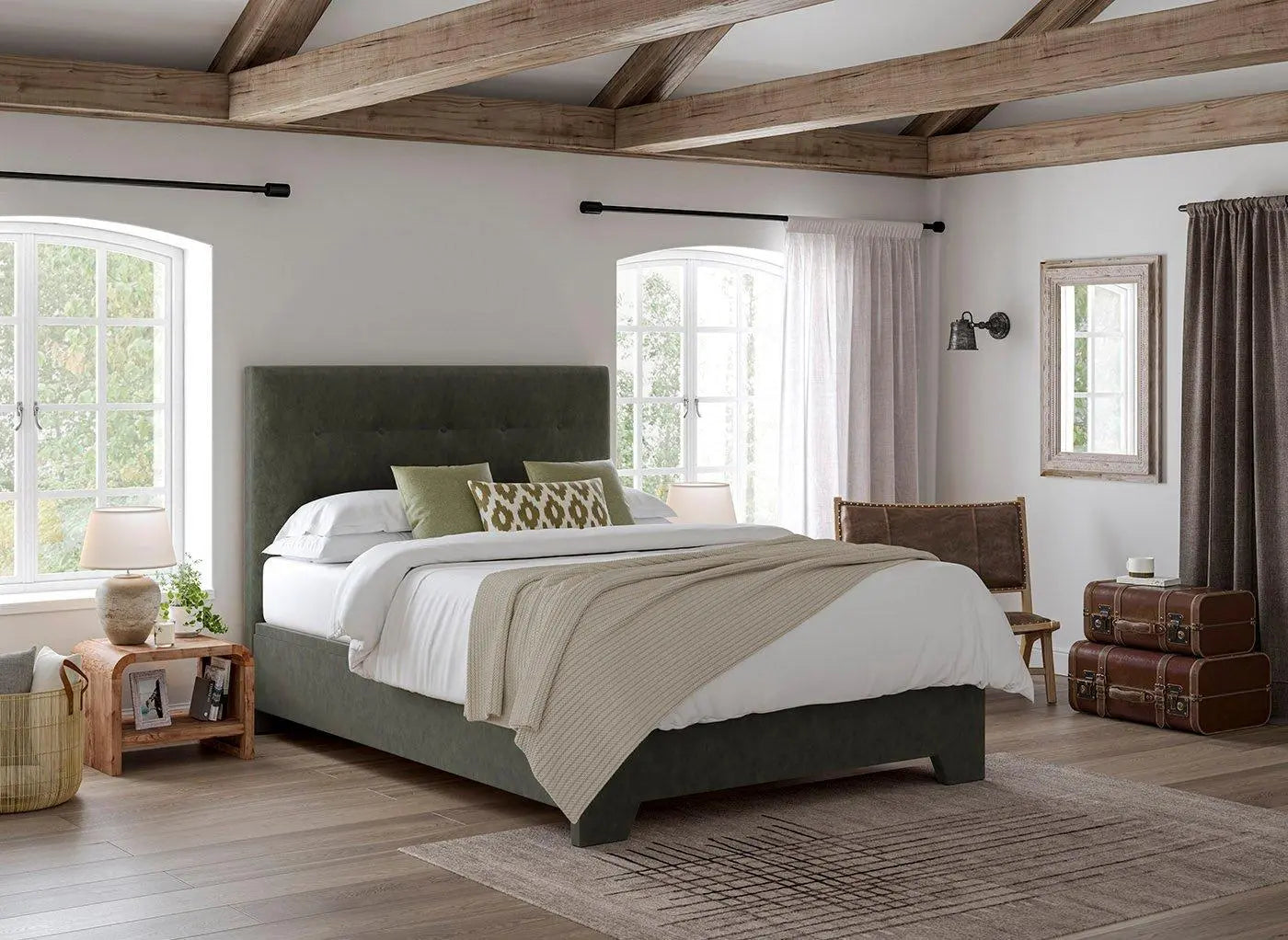 Jenkins Upholstered Ottoman Bed Frame - Green Dreams