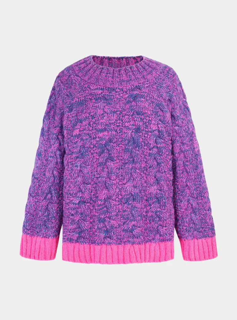 Jennie Cable High Neck Balloon Sleeve Jumper - Denim Cara & The Sky