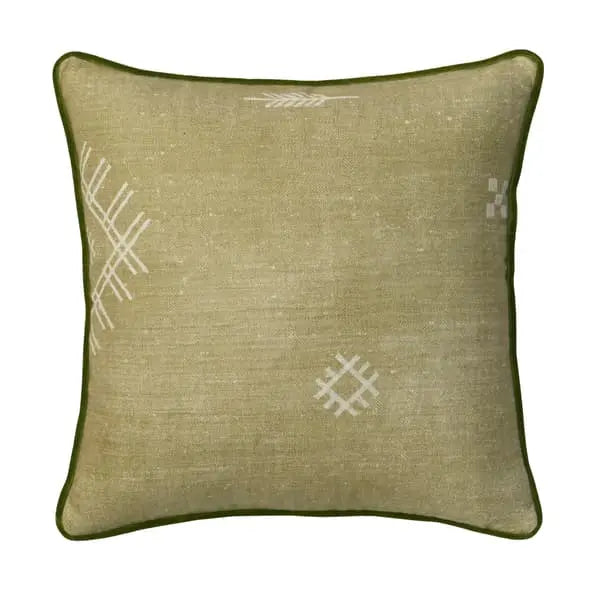 Jericho Green, Sustainable Feather, Cushion Linen & Linen Blend & Viscose Blend Geometric Andrew Martin