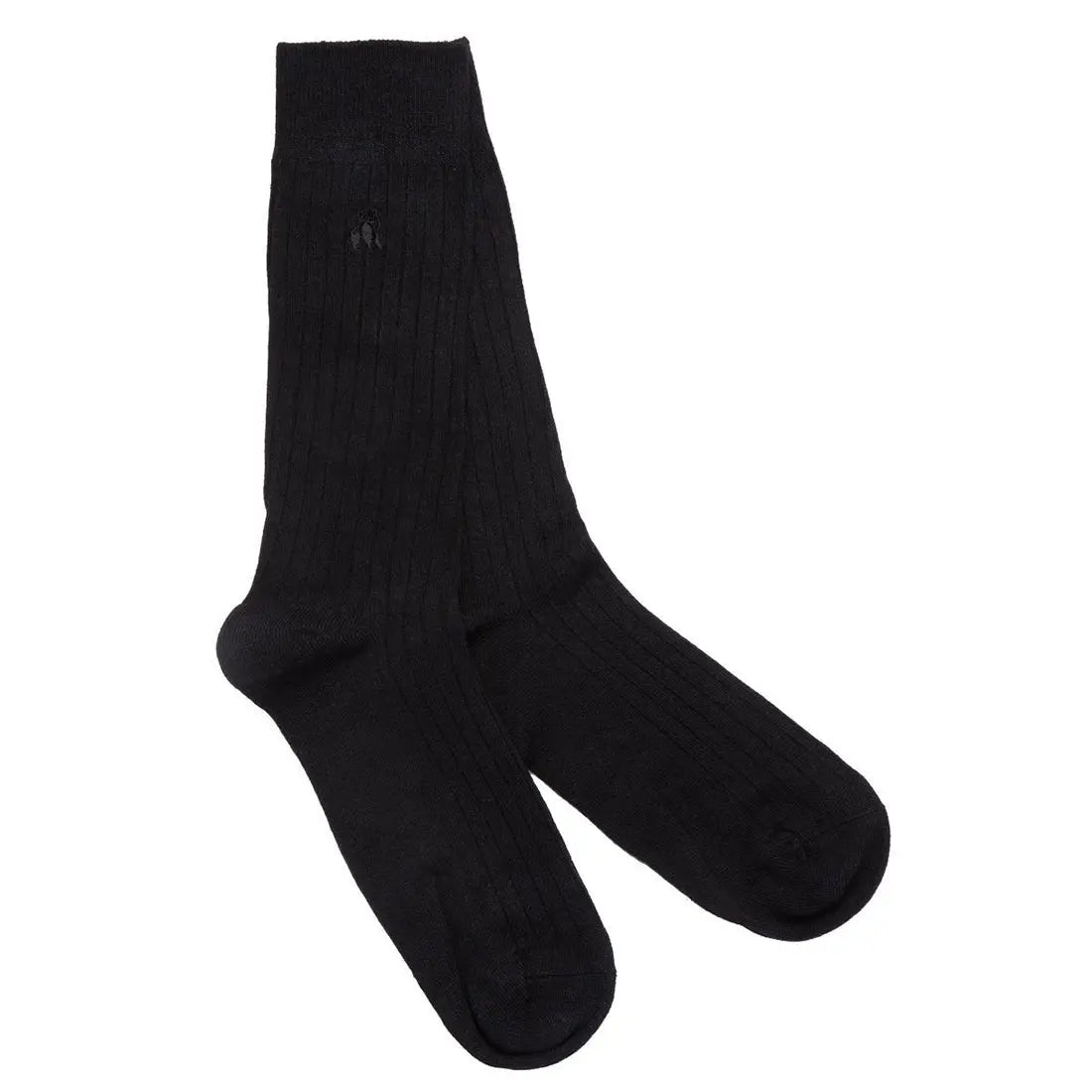 Jet Black Bamboo Socks (Comfort Cuff) Swole Panda