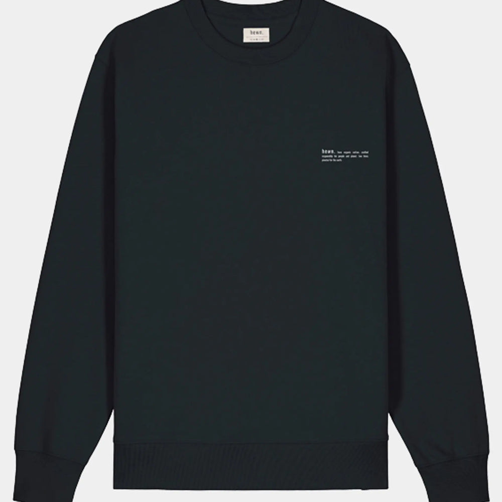 Jet Black Womens Organic Cotton Relaxed-Fit Sweatshirt hewn.