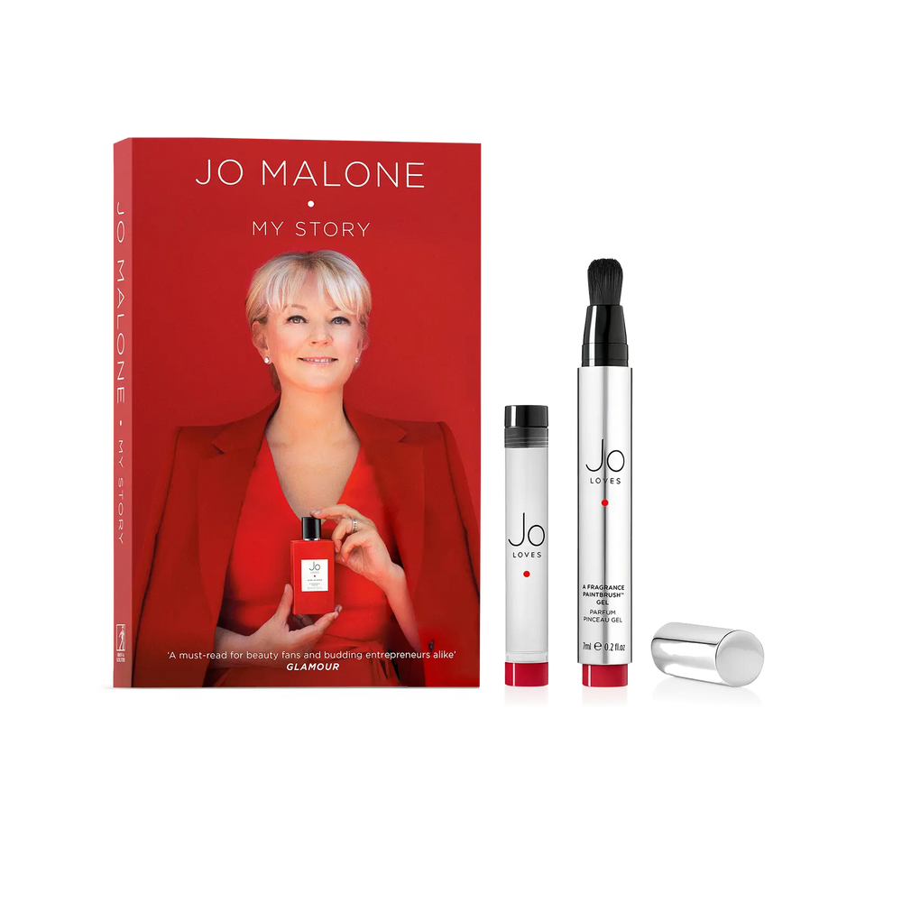 Jo Malone My Story Paperback + Jo by Jo Loves A Fragrance Paintbrush Set (2 x 7ML) Jo Loves