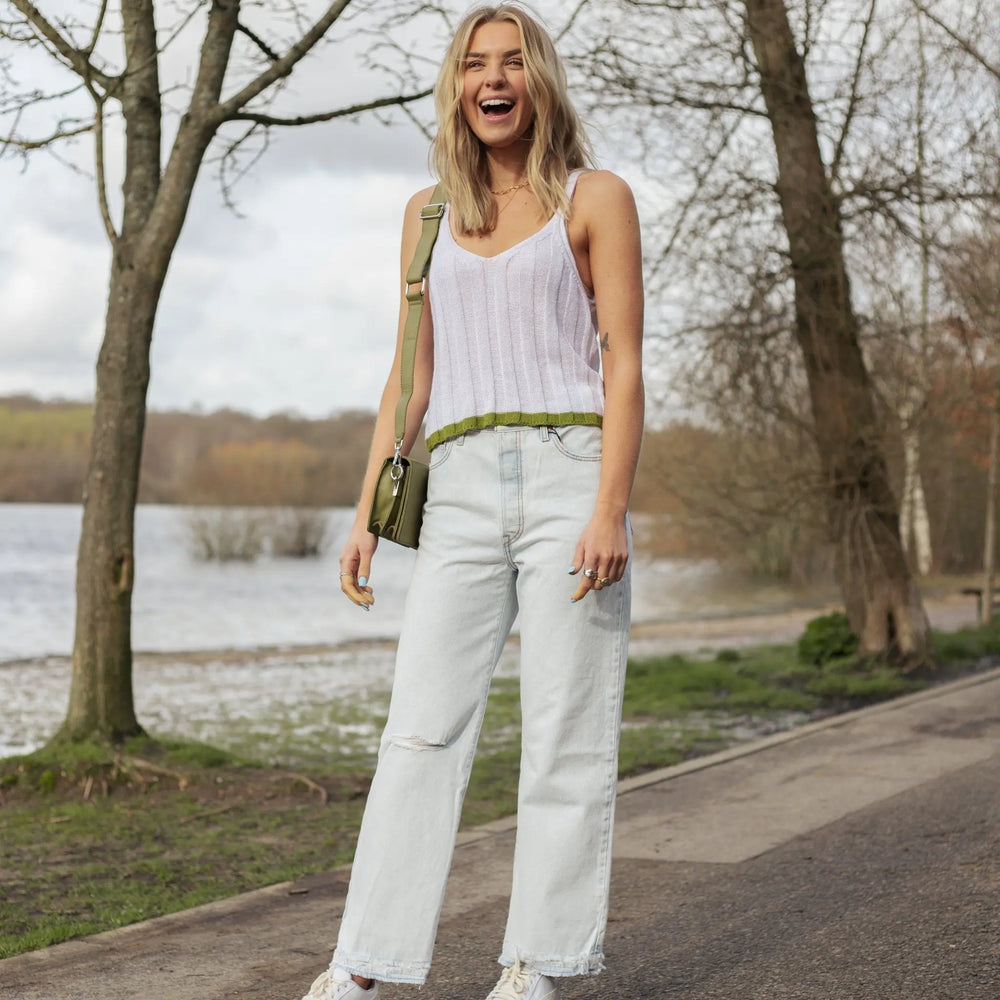 Jodie Ribbed Knitted Cami Vest - White Cara & The Sky