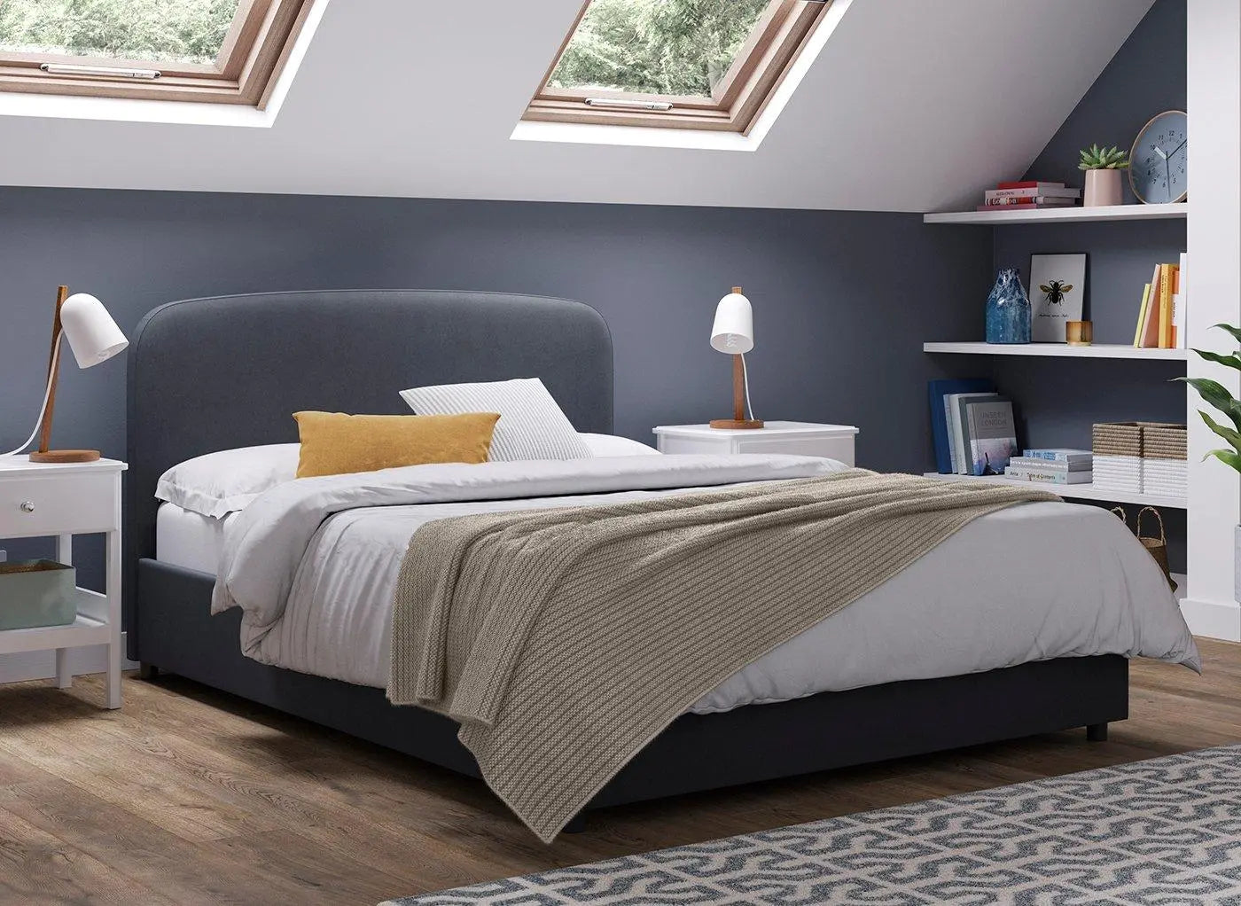 Johnson Upholstered Ottoman Bed Frame - Blue Dreams