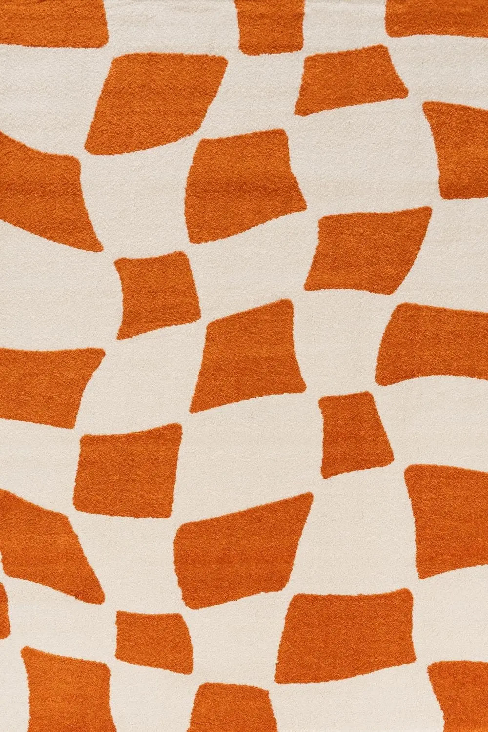 Joli Checkered Orange & White Rug The Rugs