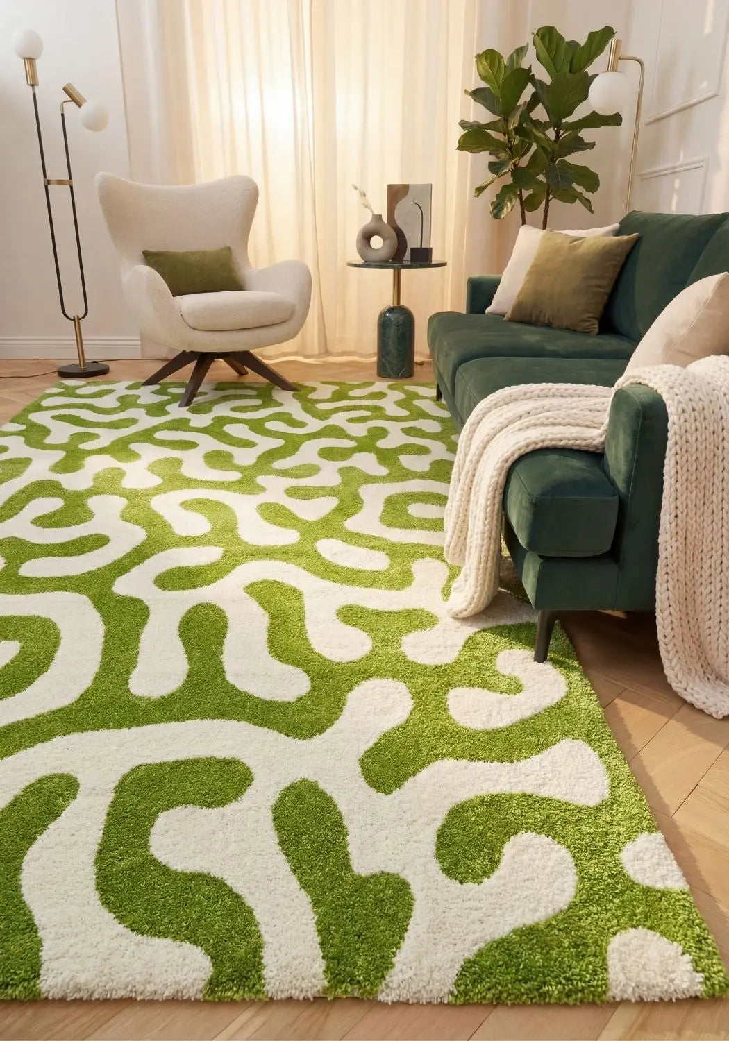Joli Doodle Green & White Rug The Rugs