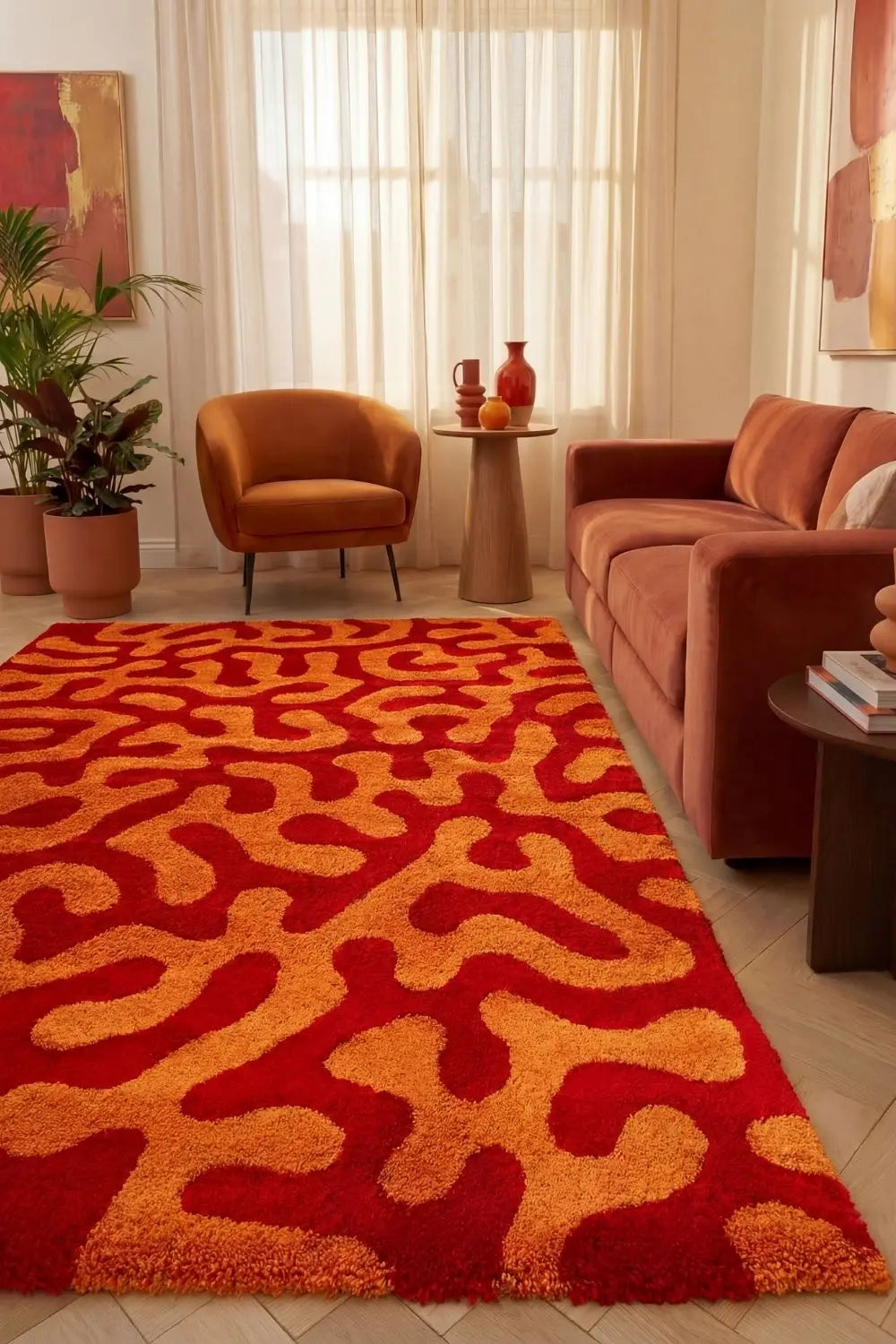 Joli Doodle Red & Orange Rug The Rugs