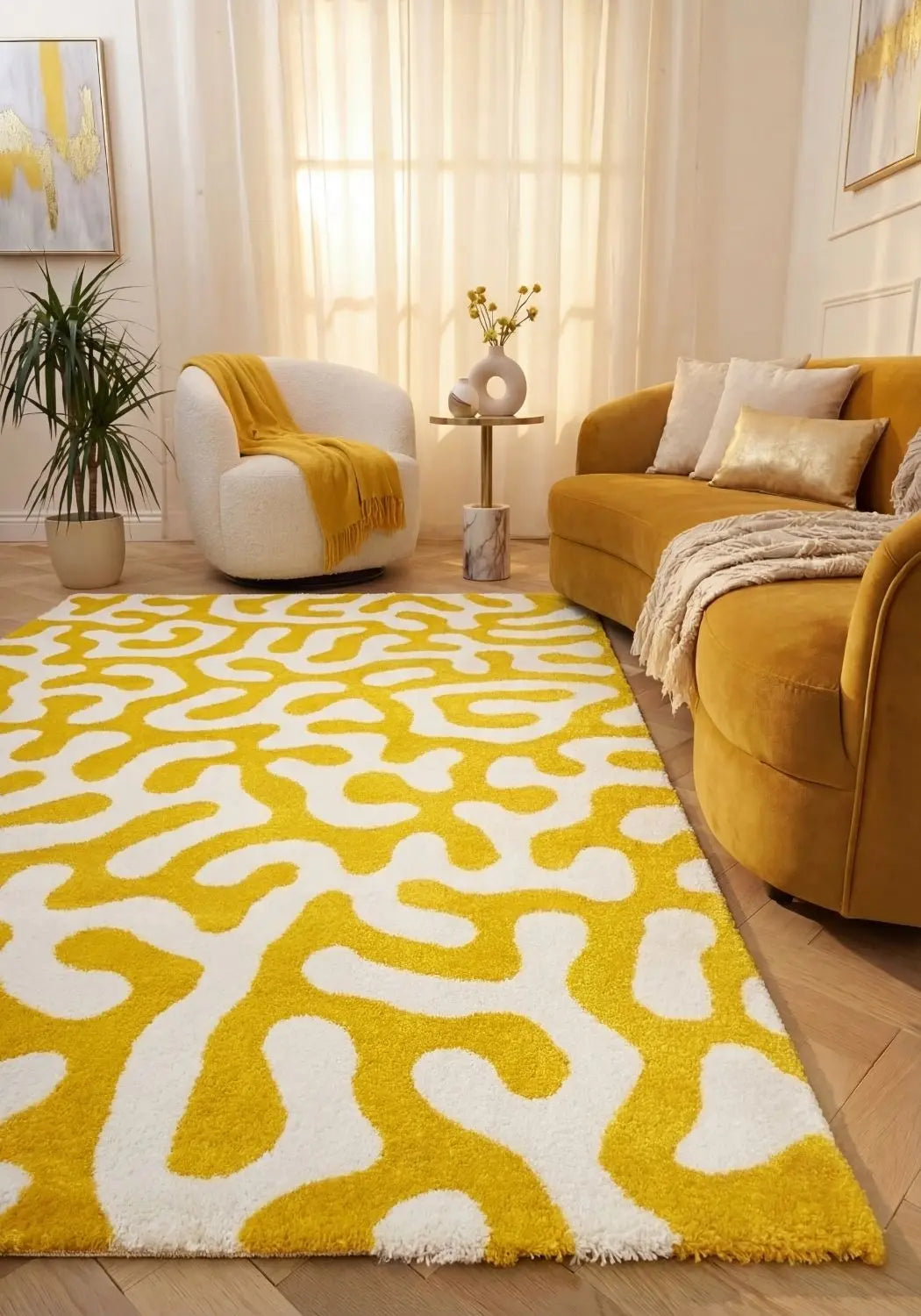 Joli Doodle Yellow & White Rug The Rugs