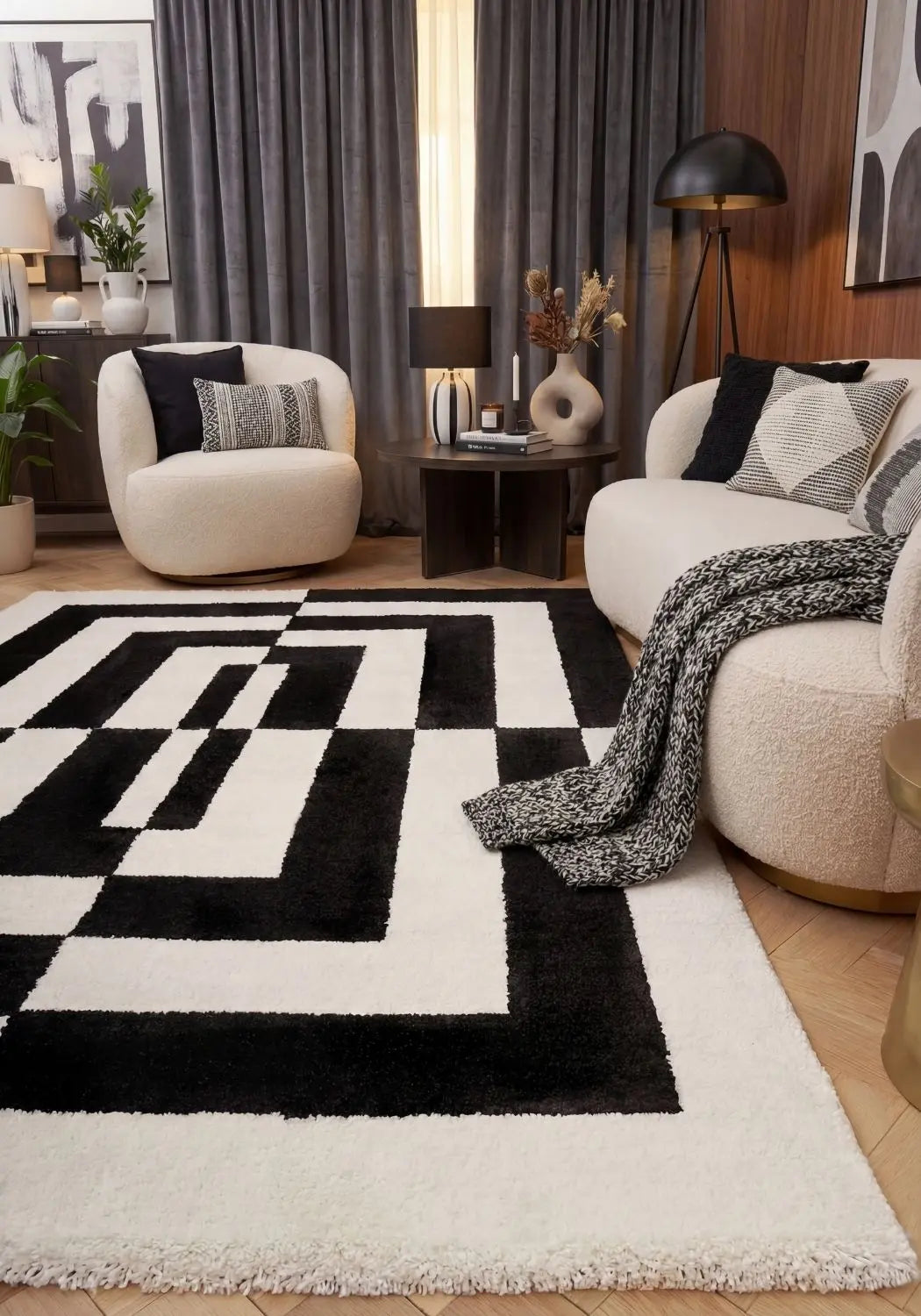 Joli Geometric Black & White Rug The Rugs