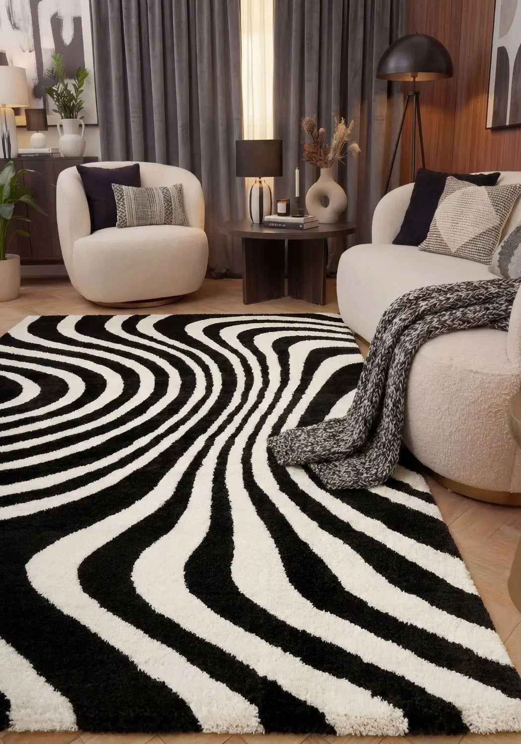 Joli Striped Black & White Rug The Rugs