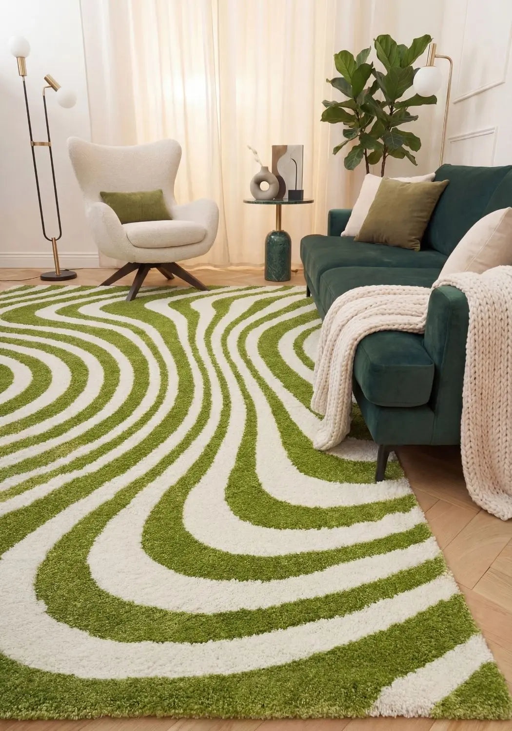 Joli Striped Green & White Rug The Rugs