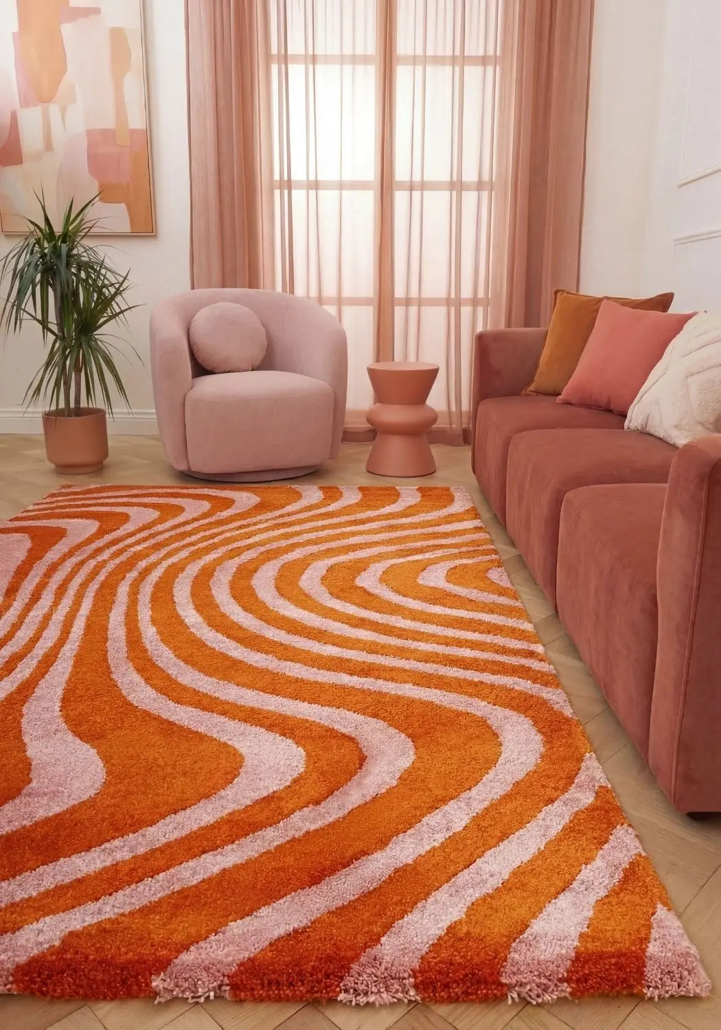 Joli Striped Orange & Pink Rug The Rugs