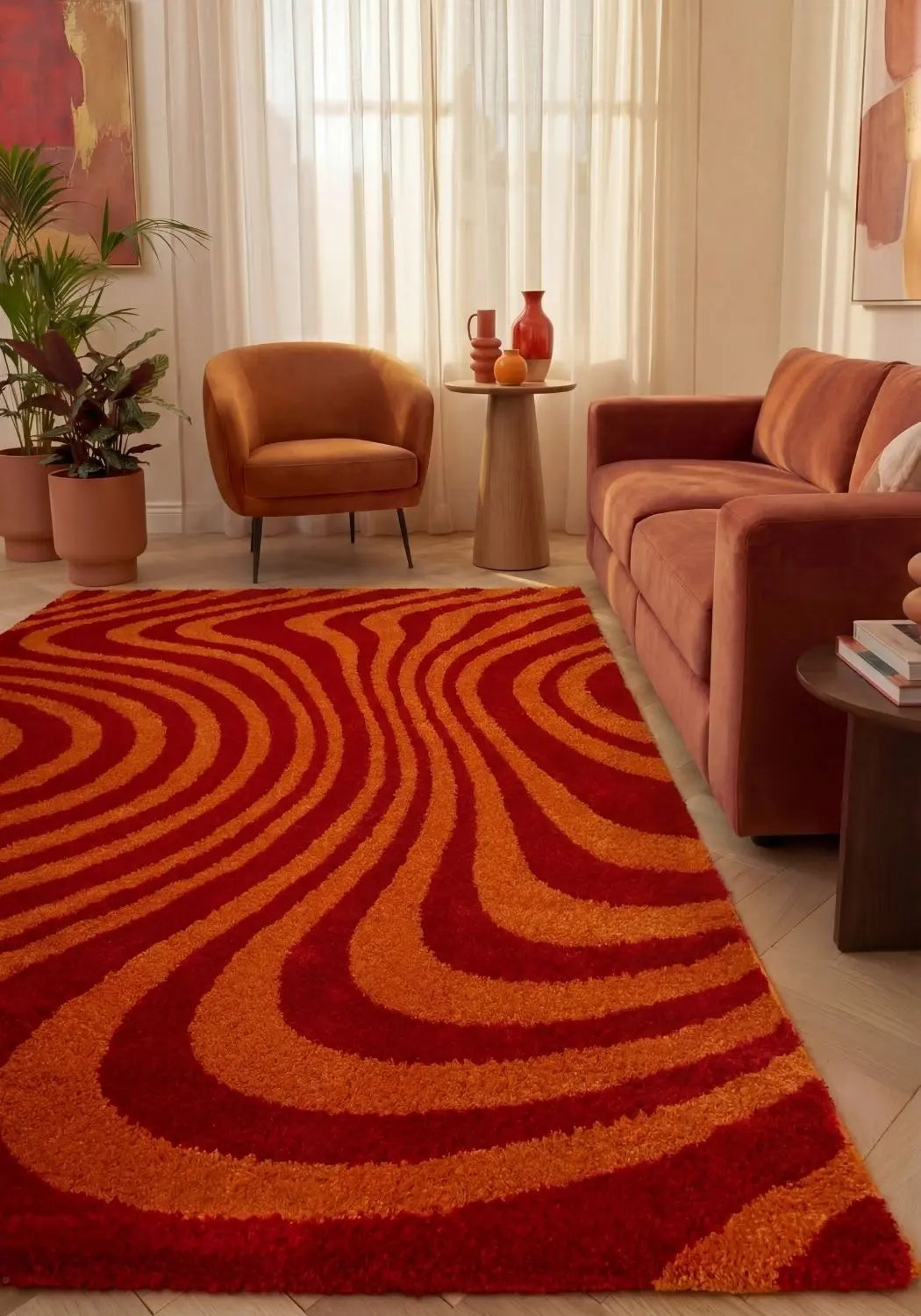 Joli Striped Red & Orange Rug The Rugs