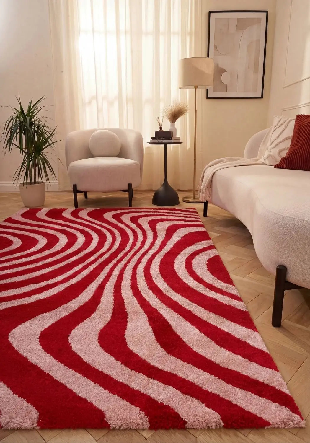 Joli Striped Red & Pink Rug The Rugs